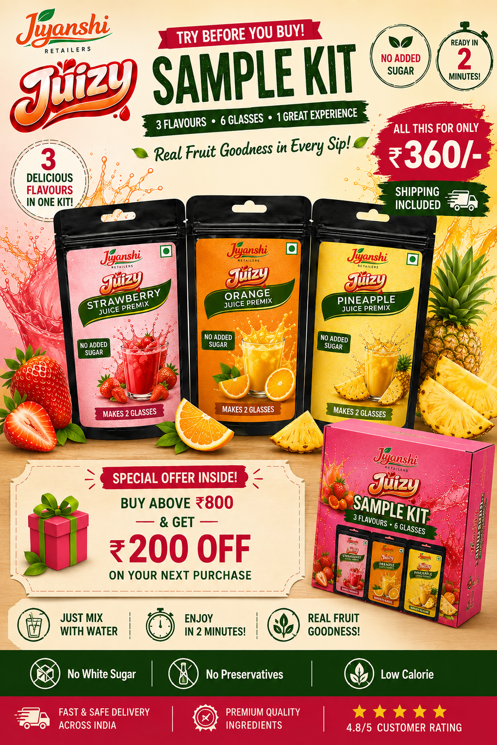 🍹 Try the Premium No added Sugar Juizy Sample Kit